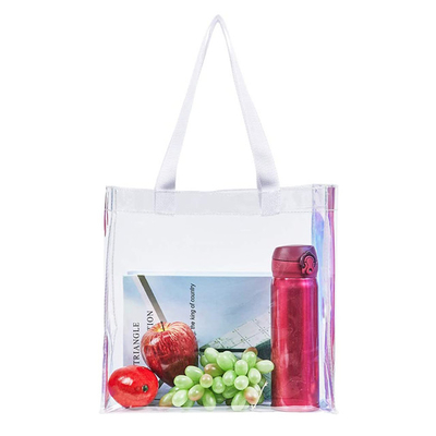 زنان مسافرتی ساحل هولوگرافیک Clear Tote PVC کیسه خرید شفاف ضد آب