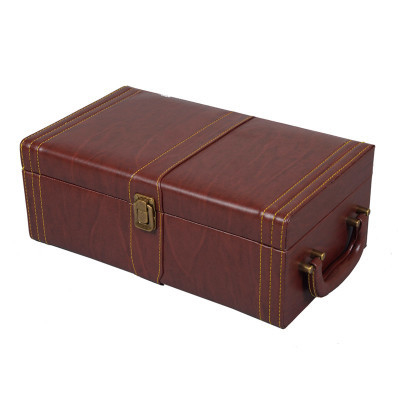 هدیه تجاری جعبه شراب دو بطری قابل حمل دانه Pu Wood Grain جدید